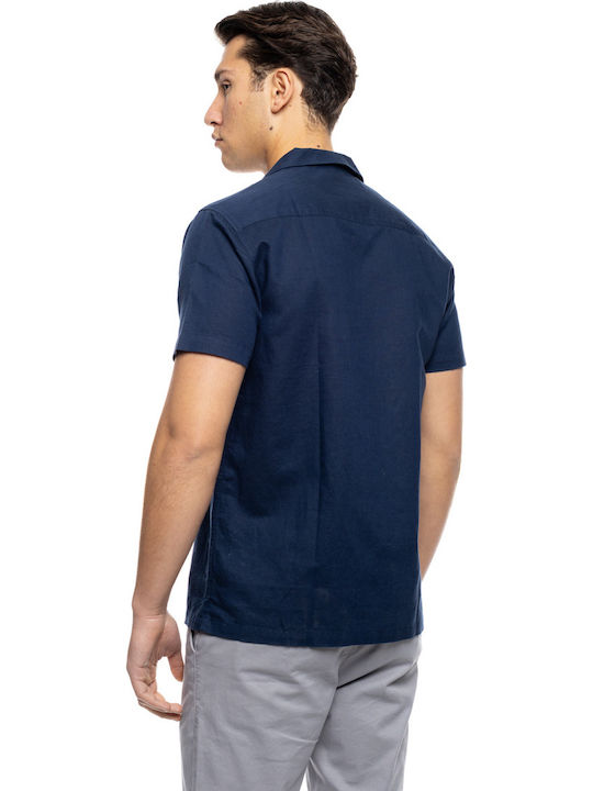 Short-sleeved Linen Shirt Indigo