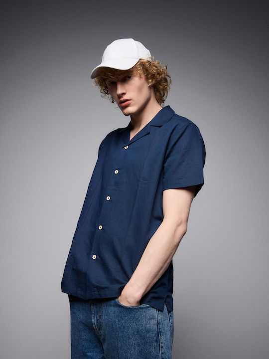 Short-sleeved Linen Shirt Indigo