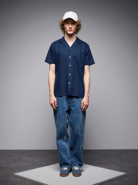 Short-sleeved Linen Shirt Indigo