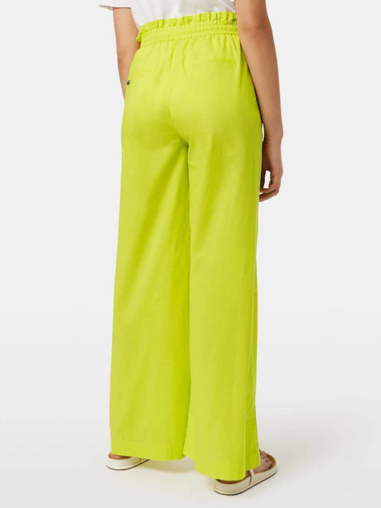 Scotch & Soda Women's High Waist Fabric Palazzo Pants with Elastic Lime