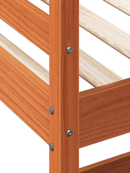 Kids Bed Loft Bed Single with Desk Brown for Mattress 90x200cm