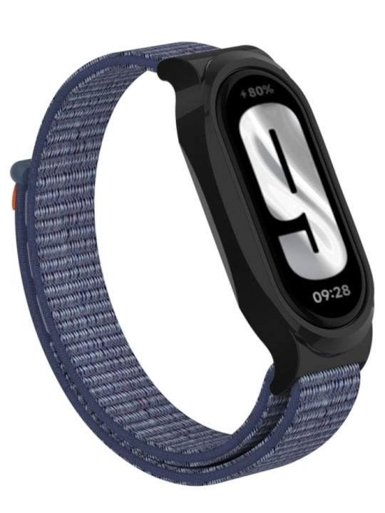 Xiaomi Smart Band 8 9 Case Pc + Loop Nylon Hook Loop Fastener Band Watch Midnight Blue