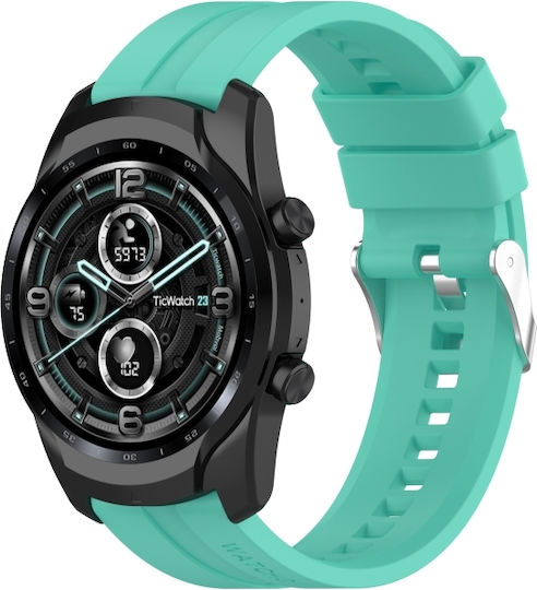 Ticwatch Pro 3 Silicone Watch Band Silver Steel Buckle Aurora Blue