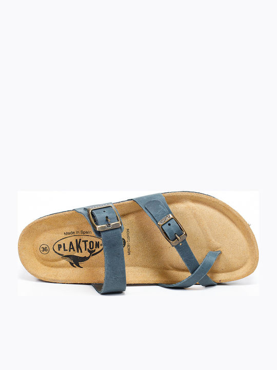 Bombay Leather Women's Flat Sandals Anatomic in Blue Color