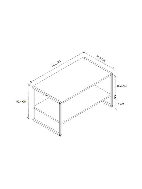 Rechteckiger Beistelltisch Giza Holz Rustikal Karydi M90.2xL50.3xH50.4cm