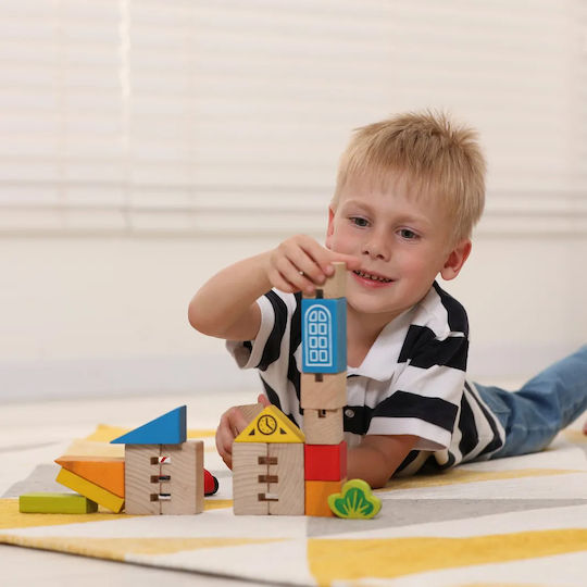 Igroteco Cuburi De Construit Educative Din Lemn Pentru 2+ Ani 18 Bucăți
