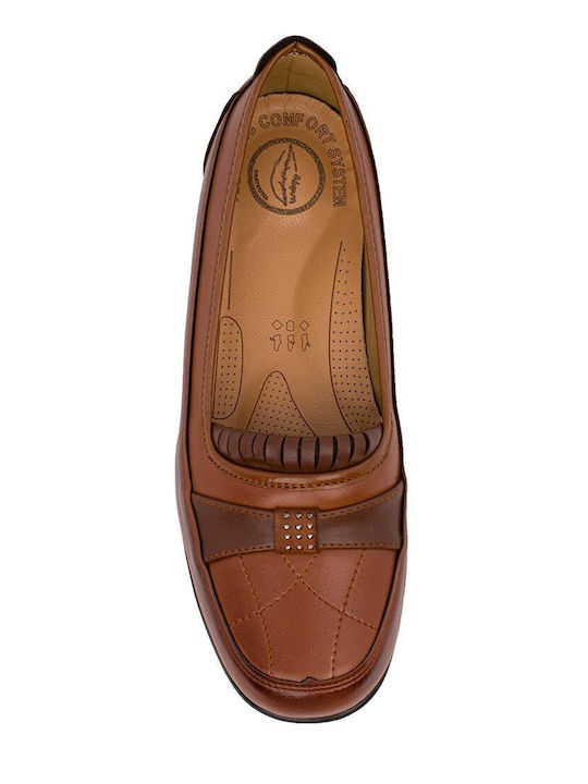 Lederne Damen Ballerinas in Tabac Braun Farbe