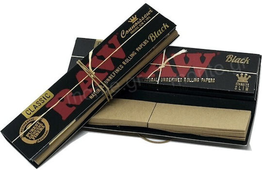 Raw Classic Zigarettenpapiere Schlank King-Size Slim mit Kegelspitzen 32 Blätter 24Stück