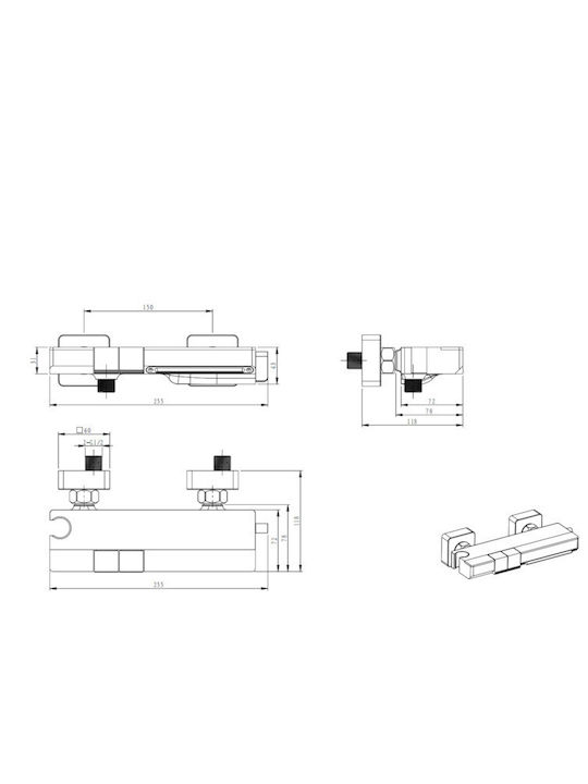 Acp Duschsäule mit digitaler Temperaturanzeige & mechanischen Tasten – Matt Schwarz