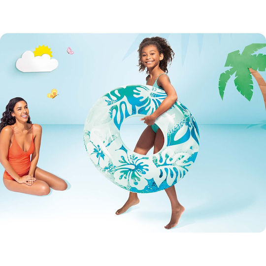 Intex Hawaiian Flowers Kids' Swim Ring with Diameter 91cm. from 9 Years Old Blue