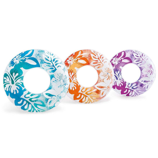 Intex Hawaiian Flowers Kids' Swim Ring with Diameter 91cm. from 9 Years Old Blue