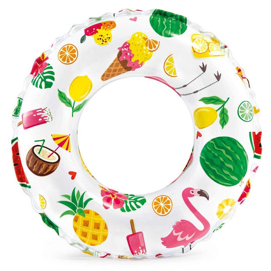 Intex Lively Print Kids' Swim Ring with Diameter 51cm. for 4-6 Years Old Watermelon-Flamingo-Ice Cream
