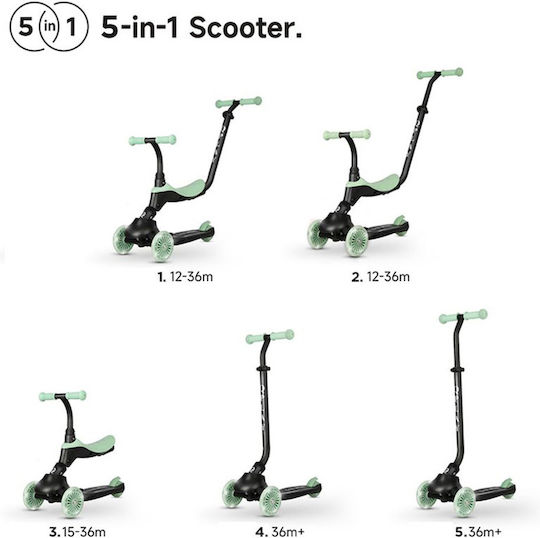 Q Play Trotinetă Copii Sema Evo 6 in 1 cu 3 Roți cu Scaun pentru 12 Luni Verde