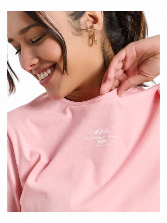 Women's Blouse Cotton Short Sleeve Pink