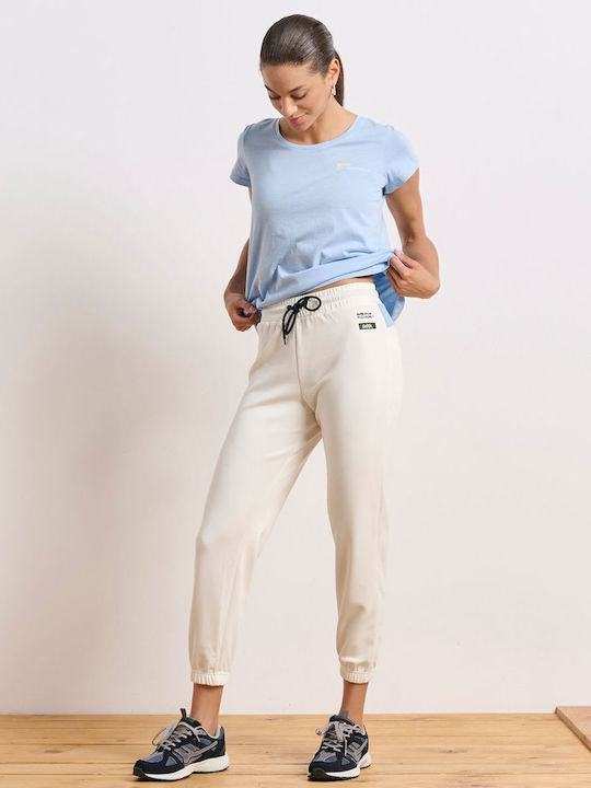 Living It Up High Waist Sweatpants Jogger Ecru