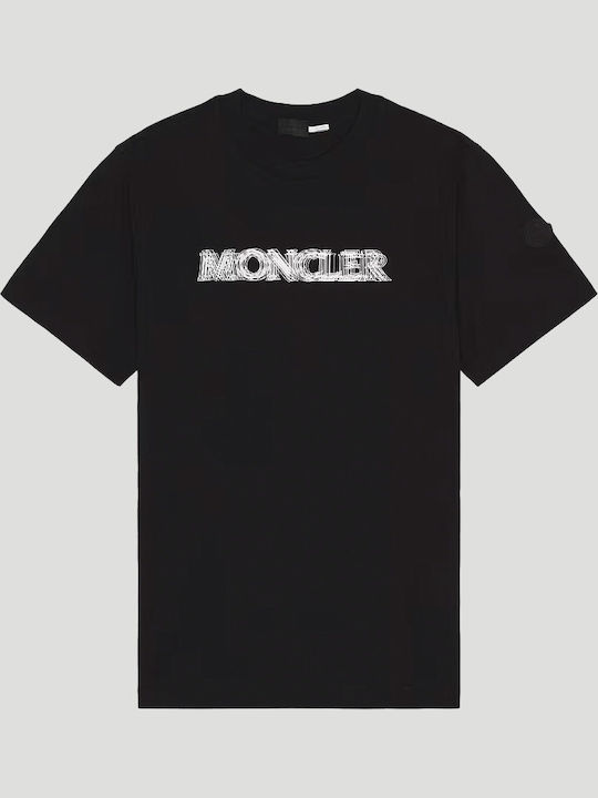 A458】Tシャツ MONCLER ベロアロゴ ブラック サイズS 【公式通販】