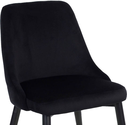 Zedna Dining Room Velvet Chair Black Velvet 51x58x84cm
