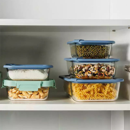 Estia Microwave Glass Lunch Box Colorseal Blue 1050ml