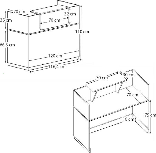 Megapap Büroempfang mit Abmessungen L120xB70xH110cm