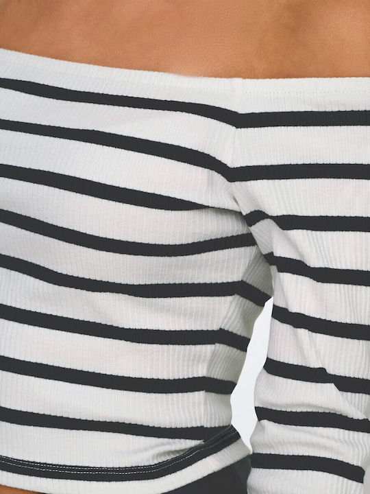 Life Women's Blouse Off-Shoulder Striped White