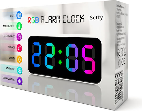 Setty Tisch-Digitaluhr mit Wecker Weiß