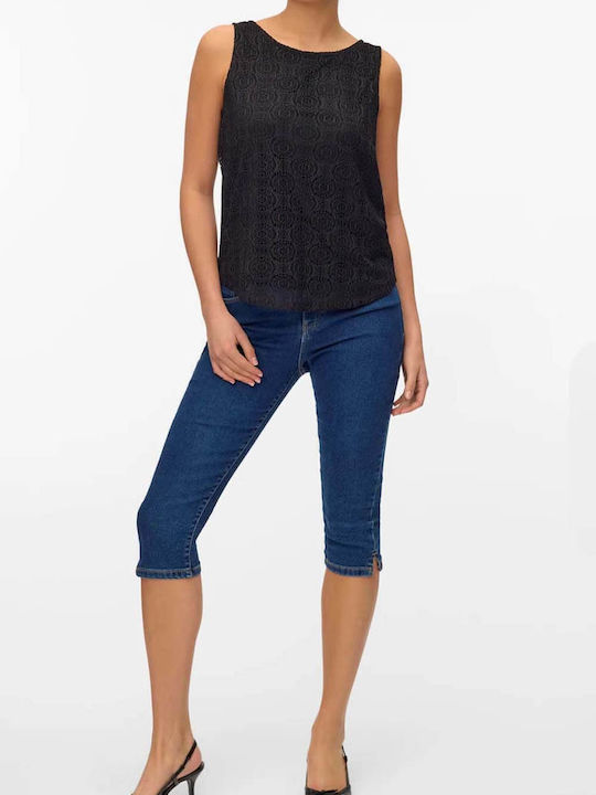 Damen Bluse Ärmellos Black
