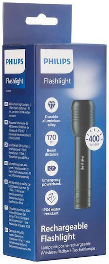 Philips Lumină de lucru și de sit, cu baterie Lanternă LED IPX4 cu Luminozitate Maximă 400lm Negru