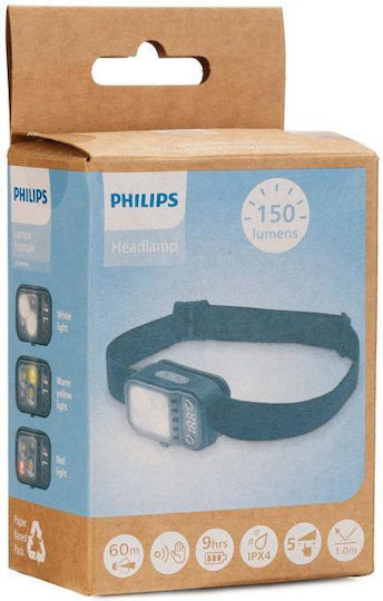 Philips Lumină de lucru și de sit, cu baterie Lanternă Frontală LED IPX4 cu Luminozitate Maximă 150lm Negru