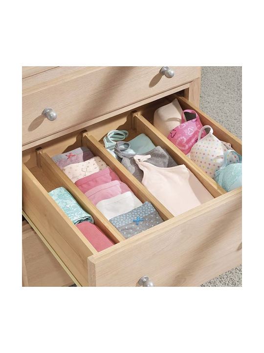 Set 4 separatoare de sertar ajustabile din lemn de bambus, lățime extensibilă 43-56 cm, natural