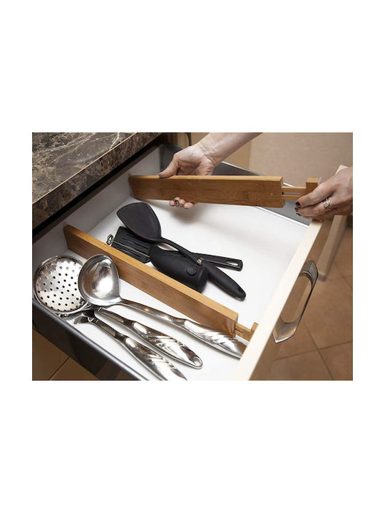Set 4 separatoare de sertar ajustabile din lemn de bambus, lățime extensibilă 43-56 cm, natural