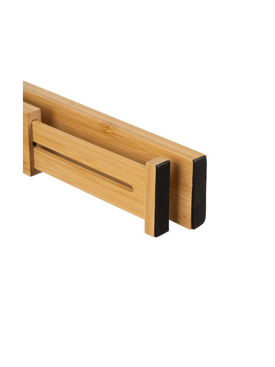 Set 4 separatoare de sertar ajustabile din lemn de bambus, lățime extensibilă 43-56 cm, natural