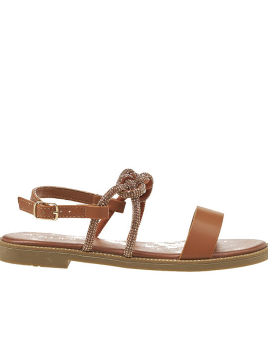 Damen Flache Sandalen Braun