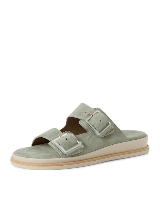 Leder Flache Damen Sandalen Grüne