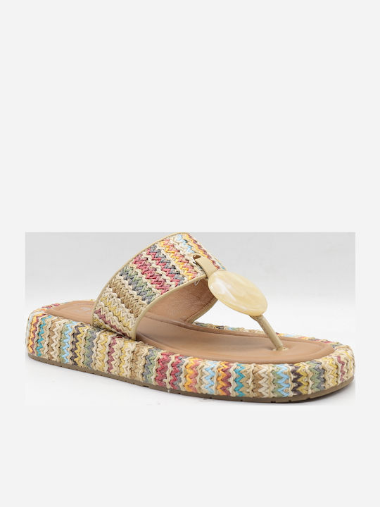 Flache Sandalen für Damen Anatomisch in Beige Farbe