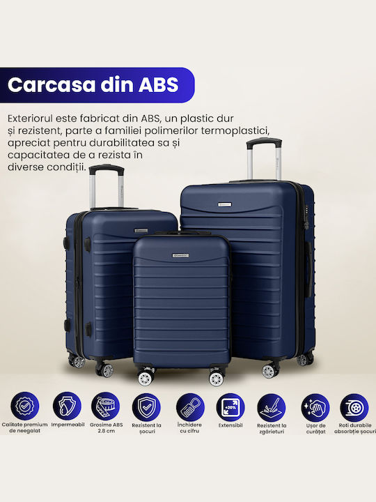 Quasar Travel Suitcases Hard Navy Blue with 4 Wheels