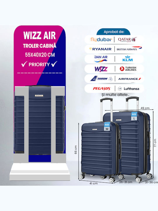 Quasar Travel Suitcases Hard Navy Blue with 4 Wheels
