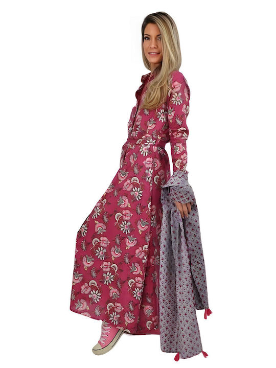 Maxi Shirt Dress Burgundy