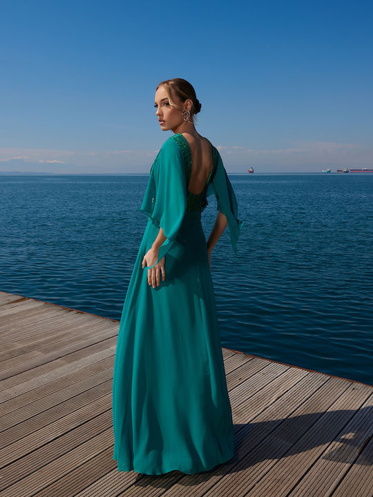 Summer Maxi Dress for Wedding and Christening Green