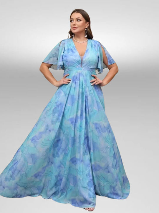 Maxi Φόρεμα για Γάμο / Βάπτιση Εξώπλατο Dreamly Blue
