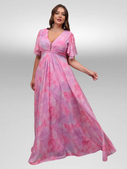 Maxi Dress for Wedding Christening Open Back Dreamly Pink