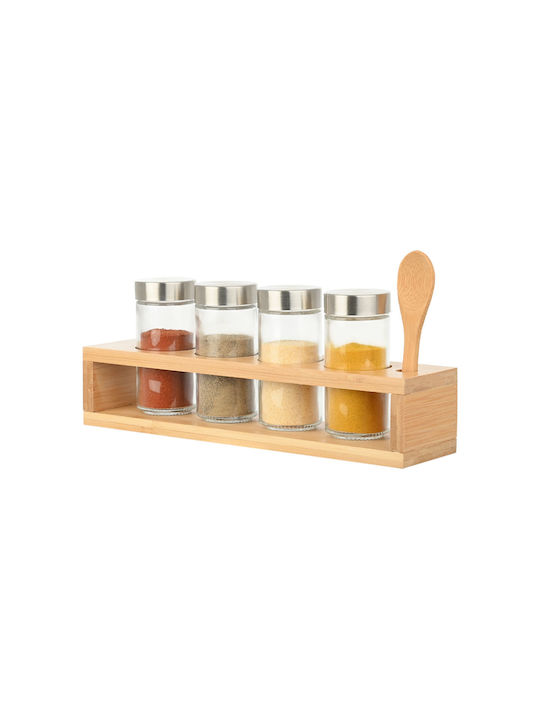 Estia Bamboo Essentials Gewürzbehälter Glas auf Ständer Transparente 6Stück 6Stück