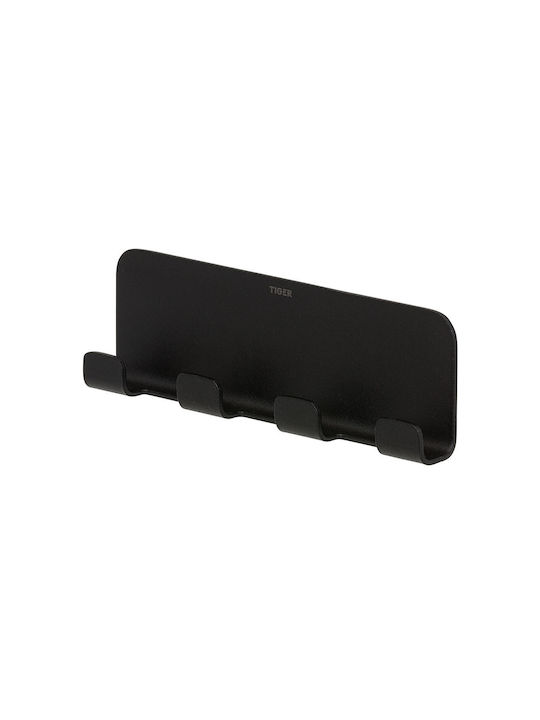 TIGER Wall-Mounted Bathroom Hook with 4 Positions ​15.4x15.5cm Black