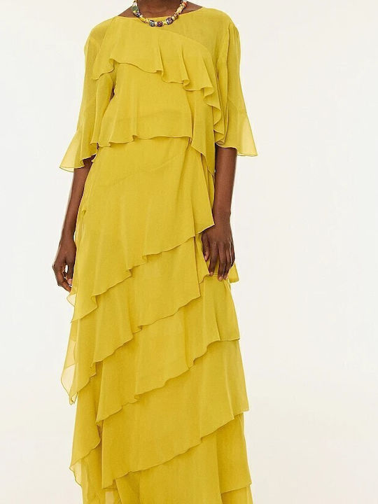Summer Maxi Dress for Wedding Christening Lime