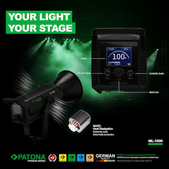 Led Professional Photo Light Video Light Led 150w Cob Ml-1500 Patona Premium
