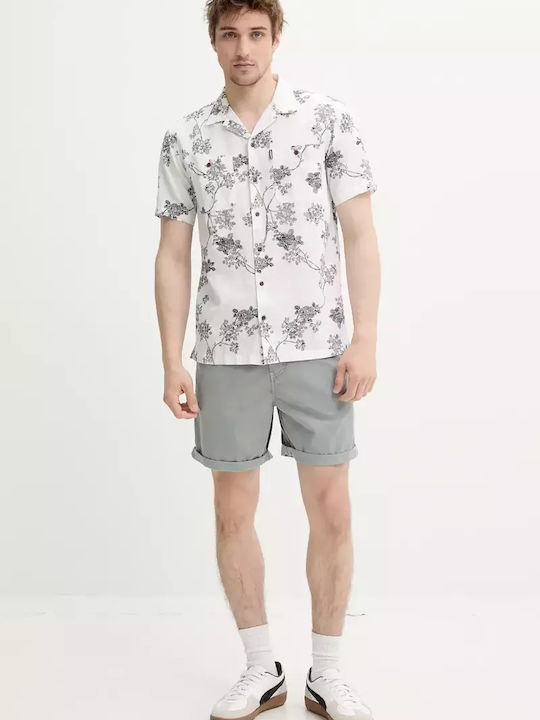M D3 Ovin Short-sleeved Linen Shirt Floral White