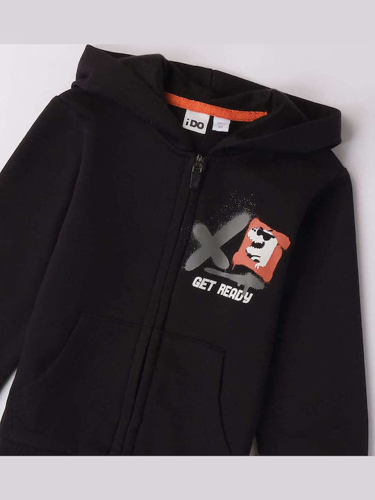Kids Sweatshirt Cardigan with Hood Black