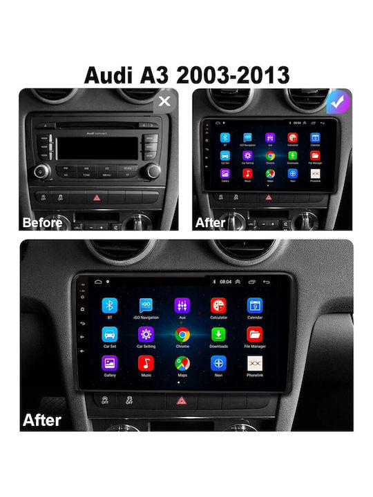 Car Audio System for Audi A3 2003-2012 (Bluetooth/USB/WiFi/GPS/Apple-Carplay/Android-Auto) with Touch Screen 9"
