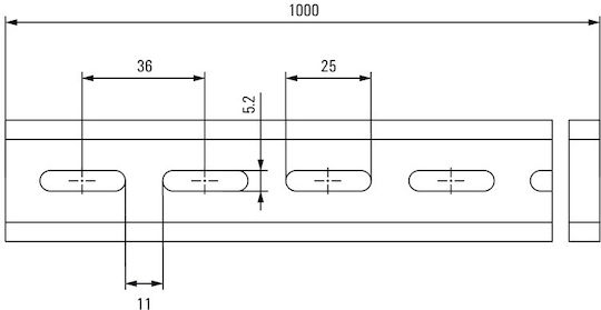 Weidmüller Ts 35x7.5/ll 1м ст Zn релса Din тип стомана перфорирана галванизирана пасивирана 35 x 7.5 мм 1 м 2 броя