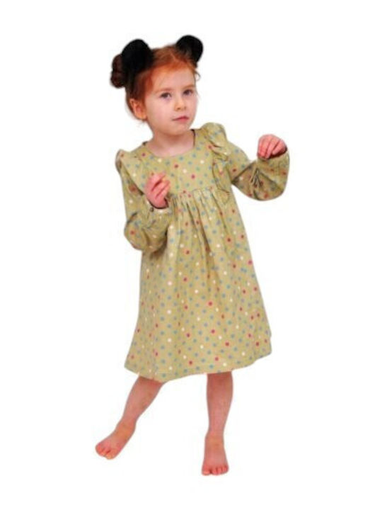 Kinderkleid Langärmelig Polka Dot Mehrfarbig