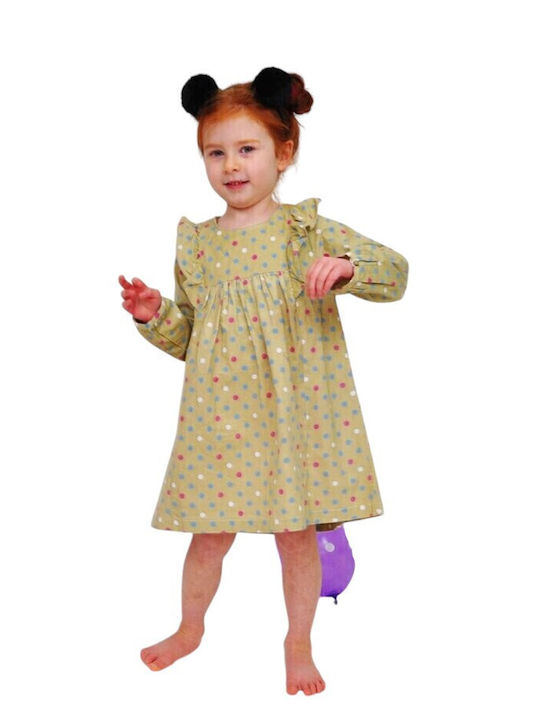 Kinderkleid Langärmelig Polka Dot Mehrfarbig